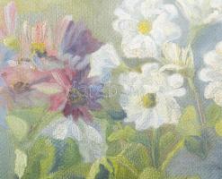 Jelzés nélkül: Virágok. Olaj, karton. Dekoratív fakeretben, hátoldalán kanadai galéria címkéjével. 3...