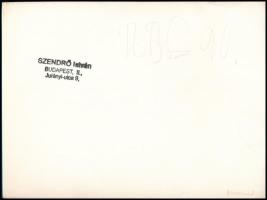 1945 Szendrő István (1908-2000): Kerecsend, templomrom a hősök emlékművével, hátoldalon feliratozott...