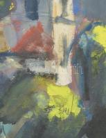 Olvashatatlan jelzéssel: Tornyok. Olaj, papír. Üvegezett fakeretben. 22,5×29,5 cm