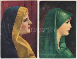 2 db régi Stengel művészlap: hölgyek / 2 pre-1945 Stengel art postcards: ladies