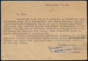 1946 (16. díjszabás) Levelezőlap 12 db bélyeggel "SZIL" - Sopron / Postcard with 12 stamps