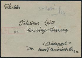 1945 (1. díjszabás) Távolsági ajánlott levél 3P készpénzes bérmentesítéssel, szükségragjeggyel Fülöpszállásról Budapestre / Domestic registered cover with 3P handwritten franking and auxiliary label