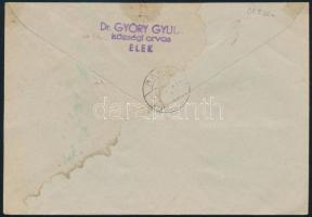 1945 (3. díjszabás) Távolsági ajánlott levél 30P készpénzes bérmentesítéssel, szükségragjeggyel &quo...