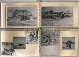 Dr. Balta Béla orvosszázados frontkórház-igazgató részére készült 2 db fotó emlékalbum 1942-43-ban ukrajnai frontkórházakban készült fotókkal illetve rajzokról készült fényképekkel