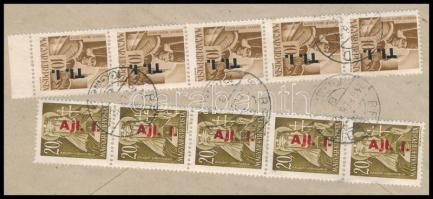 1946 (7. díjszabás) Ajánlott levél 10 db bélyeggel, szükségragjeggyel / Registered cover with 10 sta...