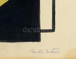 Barta István (1892-1976): Konstruktív női fej. Tempera, papír, jelzett, üvegezett fakeretben. 39,5x2...