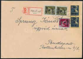 1945 (3. díjszabás) Helyi ajánlott levél 26P bérmentesítéssel, szükségragjeggyel / Local registered cover with 26P franking and auxiliary postmark