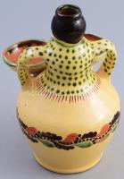 Figurális fűszerkínáló, Karcag, jelzett, sérülésekkel, m: 19,5 cm