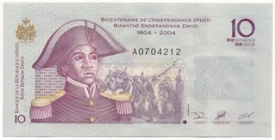 Haiti 2004. 10G "Haiti függetlenségének bicentenáriuma" emlékkiadás T:UNC  Haiti 2004. 10 Gourdes "Bicentennial of Haiti's Independence" commemorative issue C:UNC  Krause P#272