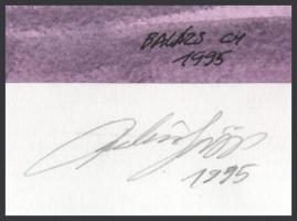 Balázs György (1927-2015): Vitorlások. Akvarell, papír, jelzett, paszpartuban. 19x32 cm