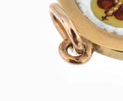 Arany (Au) 14K ovális festett porcelán Mária medál, jelzett, sérült, 3×2 cm, bruttó: 7,1 g