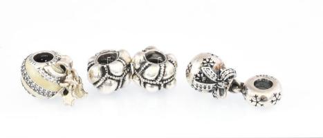 Ezüst(Ag) charm, 4 db, Pandora jelzéssel, bruttó: 17,8 g