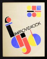 Fajó János (1937-2018): Improvizációk, 1987. Szitanyomat, karton, jelzés nélkül. 46×36 cm. Az 1987-ben megjelent szitanyomat mappa karton borítója. Üvegezett fakeretben.