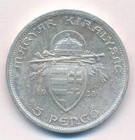 1938. 5P Ag "Szent István" T:AU patina Adamo P8.1