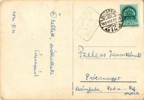 1940 Mickey egér játszik a hegedűn. Klösz korai Disney képeslap. Hátoldalon Izsák József rt. vegyész...