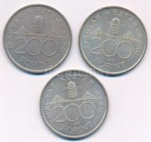 1993. 200Ft Ag "MNB" (3x) T:AU,XF Adamo F13