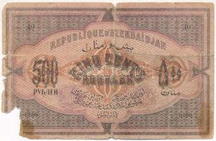 Azerbajdzsán / Autonóm Köztársaság 1920. 500R T:F Azerbaijan / Autonomous Republic 1920. 500 Rubles C:F Krause 7