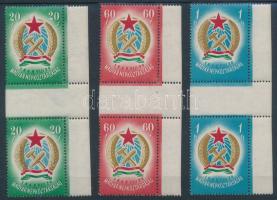 1949 Alkotmány I. sor ívközéprészes párokban / Mi 1053-1055 gutter pairs