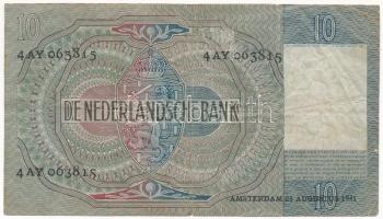 Hollandia 1941. 10G szőlőfürt vízjellel T:F,VG szakadás
Netherlands 1941. 10 Gulden "grapes wa...