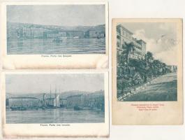 3 db régi horvát város képeslap: Fiume, Cirkvenica / 3 pre-1945 Croatian town-view postcards: Rijeka, Crikvenica