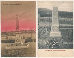 9 db régi magyar város képeslap, közte 1848-as emlékművek (avatás is) / 9 pre-1945 Hungarian town-vi...