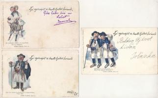 5 db RÉGI magyar folklór művészlap: Göre levelezőlapok (Gárdonyi Géza) / 5 pre-1945 Hungarian folklore art postcards