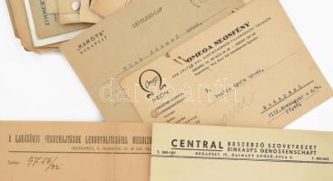 cca 1920-1940 Kb 70 db reklám levelezőlap, klf céges fejlécekkel