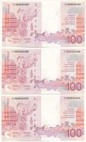 Belgium 1995. 100Fr (3x) sorszámkövetők "11903234437 - 11903234439" T:AU Belgium 1995. 100...