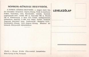 Sopron-Kőszegi Hegyvidék (Magyar Alpok); A Magyar Királyi Államvasutak (MÁV) vasúti turisztikai rekl...