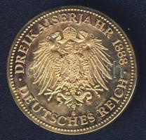 Németország DN "1888. - a három császár éve" aranyozott fém emlékérem T:PP
