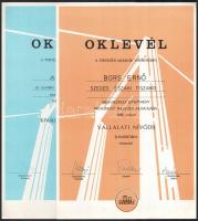 1976-1995 Híd-építéssel kapcsolatos oklevelek Bors Ernő/ifj Bors Ernő részére, köztük a Lágymányosi-...