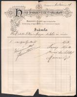 1886 Honi Iparművészeti Vállalat Morzsányi József tagja és képviselője számla, Morzsányi József aláírásával, szakadt.