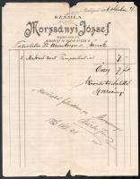 1886 Morzsányi József díszmű készítő, számla, Morzsányi József aláírásával, szakadt.