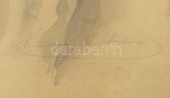 Komáromi-Kacz Endréné (1883-1954): Virágcsendélet. Akvarell, papír, kartonra kasírozva. Jelzett. Hát...