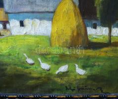 Iványi-Grünwald Béla műhelye: Faluvége. Olaj, vászon, jelezve jobbra lent. Sérült. Dekoratív, kissé ...