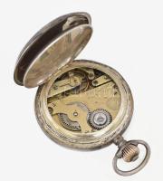 NIellós ezüst (Ag) tokos zsebóra vadász jelenettel, nem működik d: 54 mm