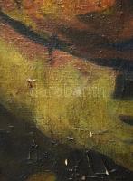 XX. sz eleje, ismeretlen magyar festő: Beszélgető bányászok. Olaj, vászon, jelzés nélkül. Dekoratív,...