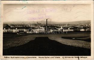 1929 Kassa, Kosice; Nová nemocnice a panorama / Neues Spital und Totale / Új kórház és a város látképe / new hospital, general view (fl)