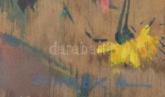 Jancsek Antal (1907-1985): Virágcsendélet. Olaj, rétegelt falemez. Jelezve jobbra lent. Kissé sérült...