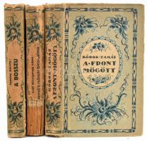 Világkönyvtár sorozat 3 kötete: Kóbor Tamás: A front mögött.; Gróf Königsegg Lajos: Menelik császár birodalma.; Somlay Károly: A bosszú. Bp., [1918], Magyar Kereskedelmi Közlöny. Kiadói kartonált papírkötés, változó állapotban, sérülésekkel, az egyik kötet hiányos gerinccel.