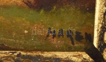 Hárencz János (1899-1969): Lovasszekér. Olaj, karton, jelzett. Dekoratív, sérült fakeretben, 11×14,5...