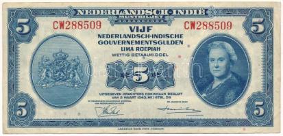 Holland Kelet-India / Indonézia 1943. 5G T:F folt Netherlands East Indies / Indonesia 1943. 5 Gulden C:F spot Krause P#113