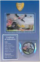 Libéria 2001. 10$ Cu-Ni "Pearl Harbor" egyik oldalon multicolor képpel, díszlapon, telefonkártyával T:PP Liberia 2001. 10 Dollars Cu-Ni "Pearl Harbor" one side with multicolor picture, on cardboard display sheet and an additional telephone card C:PP