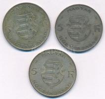 1947. 5Ft Ag "Kossuth" (3x) T:XF,VF patina
Adamo F8.1