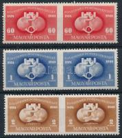 1949 UPU sor középen vágott párokban / Mi 1112-1114 pairs, imperforate in the middle