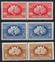 1949 UPU sor két szélén vágott párokban / Mi 1112-1114 pairs, imperforate in both sides