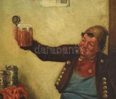 J.K. jelzéssel, XIX sz. második fele: Söröző. Olaj, vászon, sérült. 42x34 cm