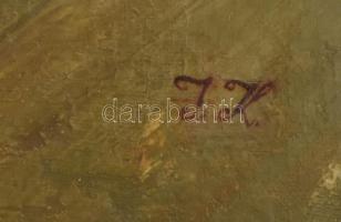 J.K. jelzéssel, XIX sz. második fele: Söröző. Olaj, vászon, sérült. 42x34 cm