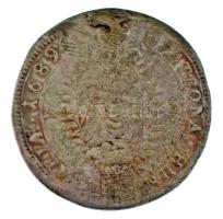 1689K-B 15kr Ag "I. Lipót" (6,24g) T:F patina, lyuktömött Hungary 1689K-B 15 Kreuzer Ag &q...