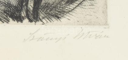 Szőnyi István (1894-1960): Ökrösfogat. Rézkarc, papír, jelzett, 16x27 cm, lap széle kissé elszíneződ...